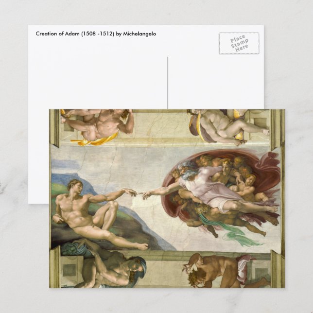Michelangelo's Creation of Man (Creation of Adam) Postcard (Front/Back)