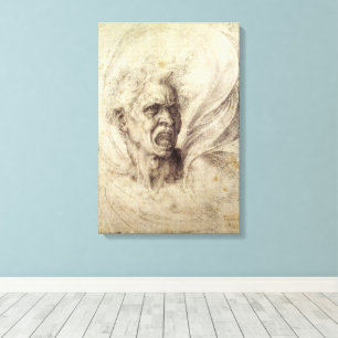 Michelangelo's Damned Soul, Head of a Man Canvas Print