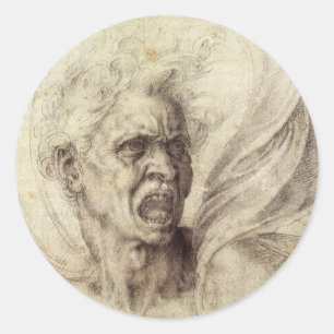 Michelangelo's Damned Soul, Head of a Man Classic Round Sticker
