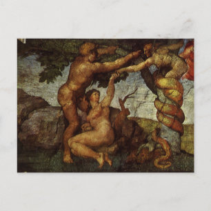Michelangelo's Fall and Expulsion, Garden of Eden Postcard