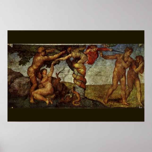Michelangelo's Fall and Expulsion, Garden of Eden Poster (Front)