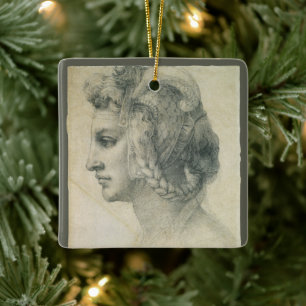 Michelangelo's Ideal Head of a Woman Ceramic Ornament