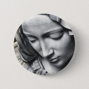 Michelangelo's Pieta detail of Virgin Mary's face 6 Cm Round Badge