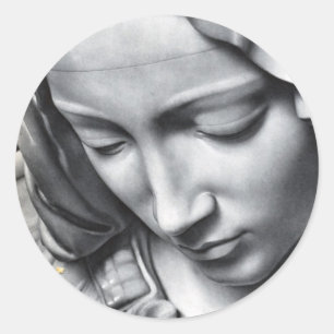 Michelangelo's Pieta detail of Virgin Mary's face Classic Round Sticker