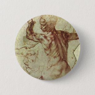 Michelangelo's Study of a Libyan Sibyl 6 Cm Round Badge