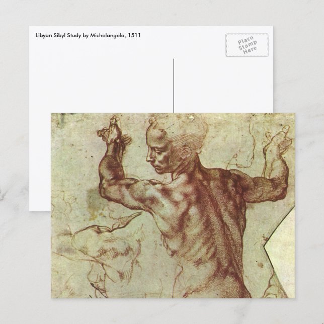 Michelangelo's Study of a Libyan Sibyl Postcard (Front/Back)