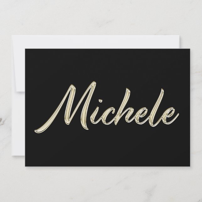 Michele Name white gold Handwriting Card (Front)