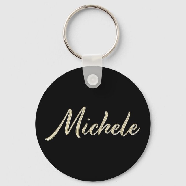 Michele Name whitegold Button Schlüsselanhänger Key Ring (Front)