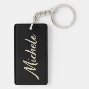 Michele name whitegold key trailer ring