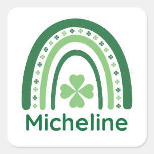 Micheline Name Clover Boho Rainbow Square Sticker