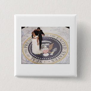 Michelle and Barack Obama 15 Cm Square Badge