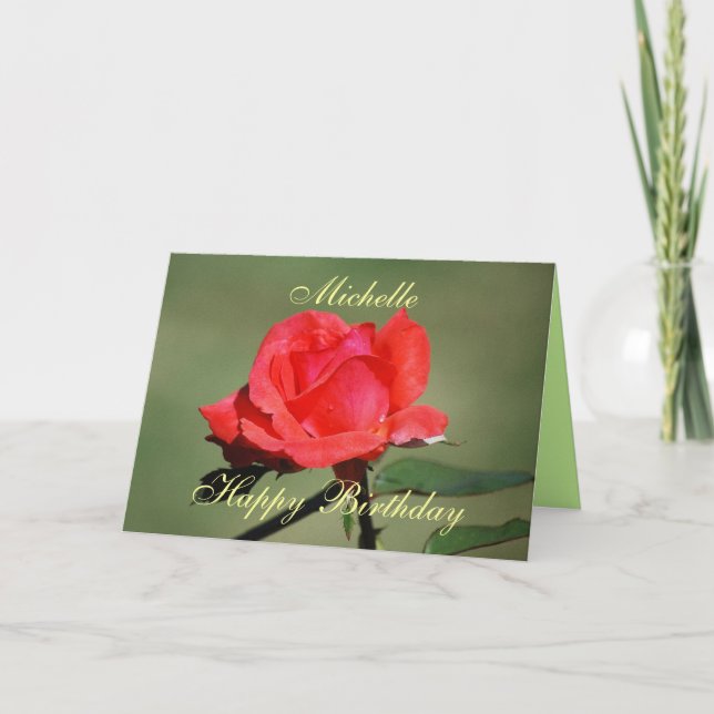 Michelle Happy Birthday Scarlet Rose Card (Front)