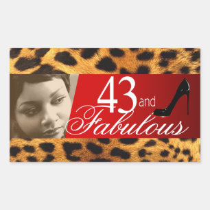 Michelle Leopard Photo Party Wine Rectangle Rectangular Sticker