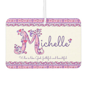 Michelle letter M name meaning purple pink Car Air Freshener
