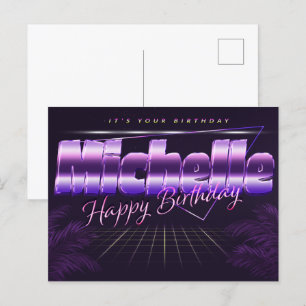 Michelle Name First name purple postcard birthday