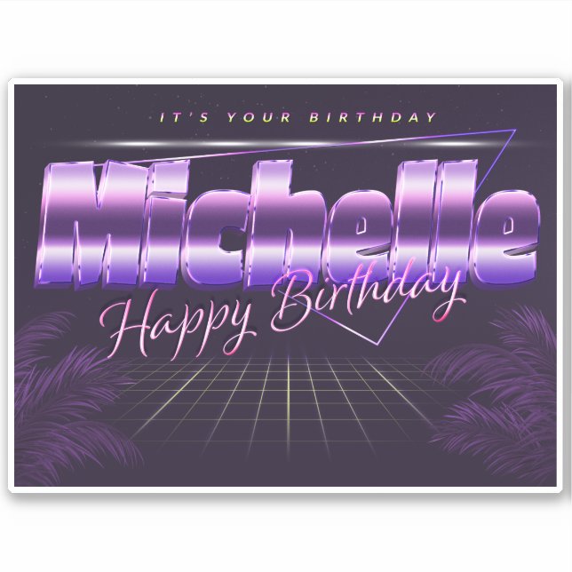 Michelle Name First name retro Sticker Birthday (Front)