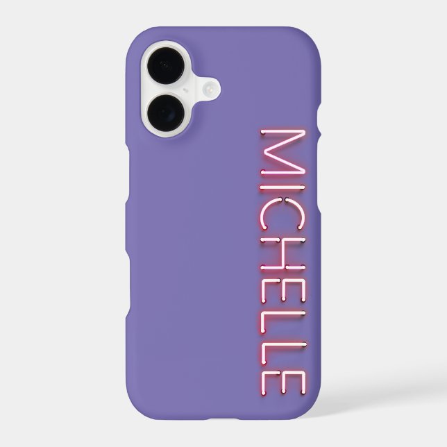 Michelle name in glowing neon lights novelty iPhone case (Back)