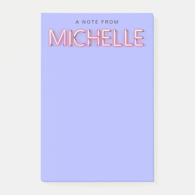 Michelle name in glowing neon lights novelty post-it notes (Front)