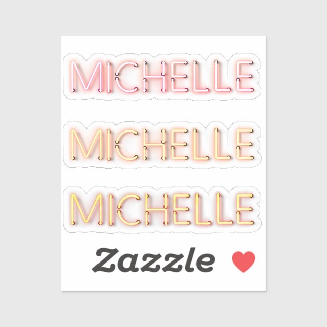 Michelle name in glowing neon lights novelty x3 (Sheet)