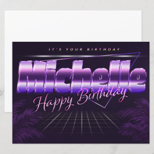 Michelle Name Vorname lila retro Karte Geburtstag Card