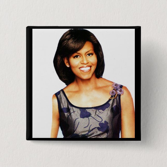 MICHELLE OBAMA 15 CM SQUARE BADGE (Front)