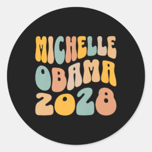 Michelle Obama 2028 For President Resist Wavy Groo Classic Round Sticker