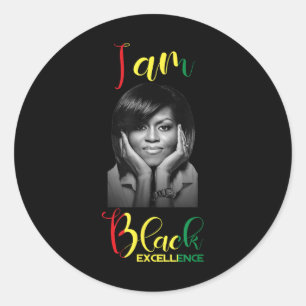Michelle Obama Black Excellence Black History Mont Classic Round Sticker