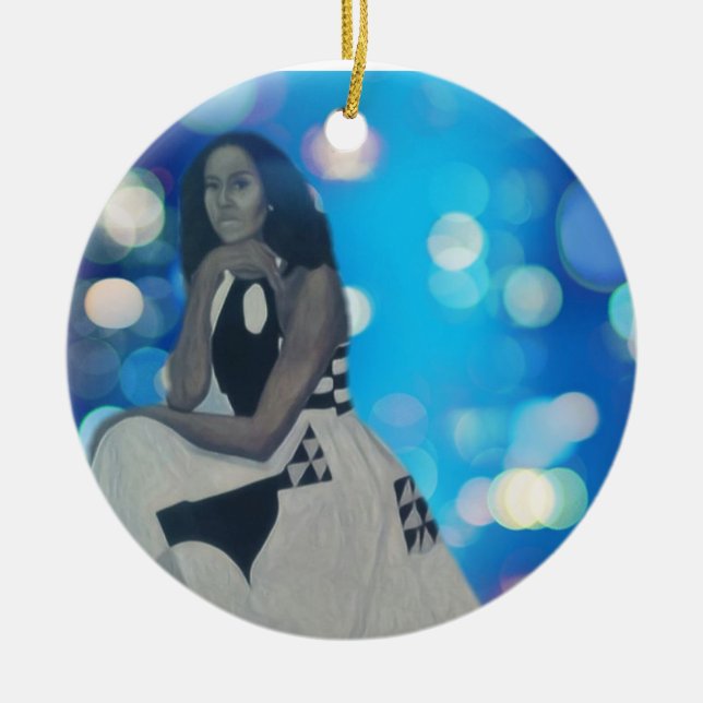 Michelle Obama Ceramic Tree Decoration (Front)