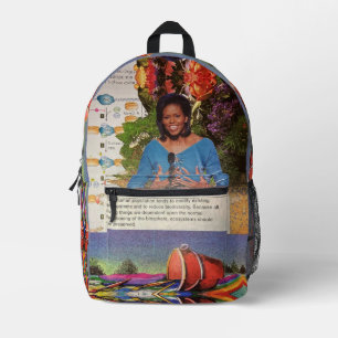 Michelle Obama Climate Change Biodiversity Quote Printed Backpack