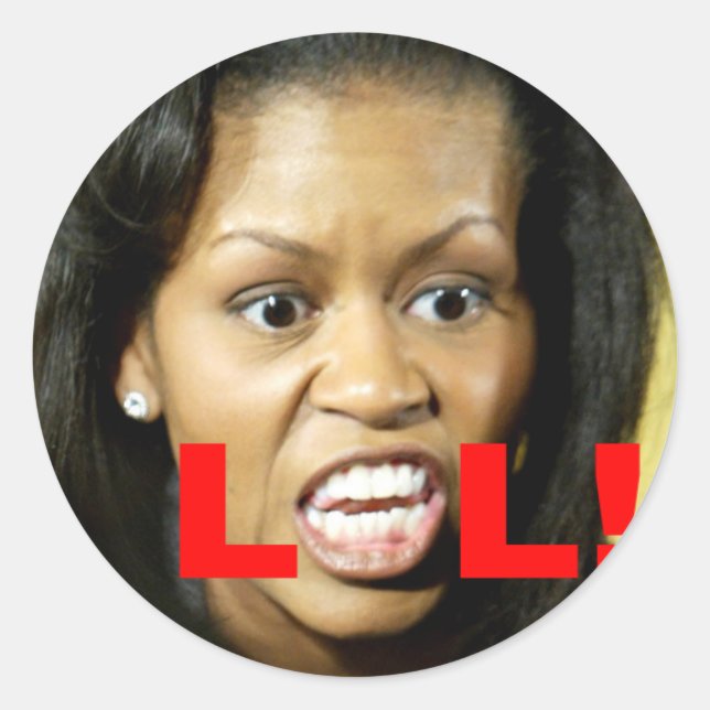 Michelle Obama LOL Classic Round Sticker (Front)