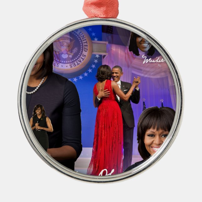 Michelle Obama Metal Tree Decoration (Front)