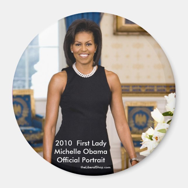 Michelle Obama Official Portrait 2010 Round Magnet (Front)