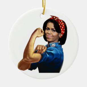 MICHELLE THE RIVETER CERAMIC TREE DECORATION