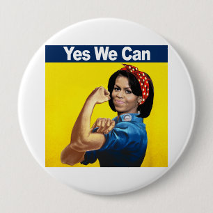 Michelle the Riveter - Yes we can.png 10 Cm Round Badge
