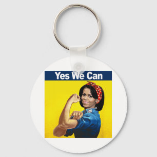 MICHELLE THE RIVETER - YES WE CAN.png Key Ring