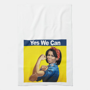Michelle the Riveter - Yes we can.png Tea Towel