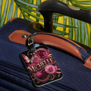 Michelle's Floral Nameplate Luggage Tag