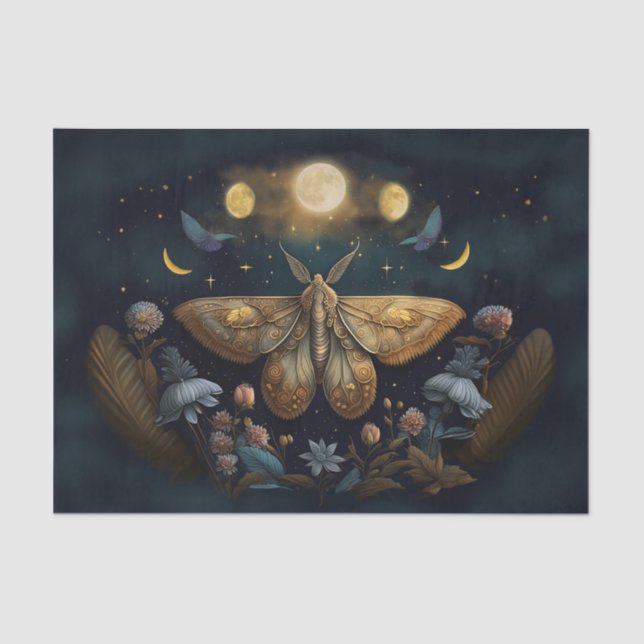 Michelle's Fluttering Moon, Golden Moth Tissue Paper (Front)