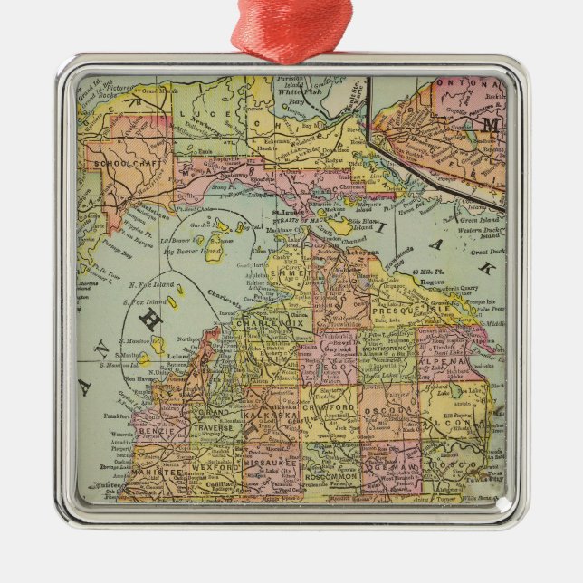 Michigan 3 metal tree decoration (Front)