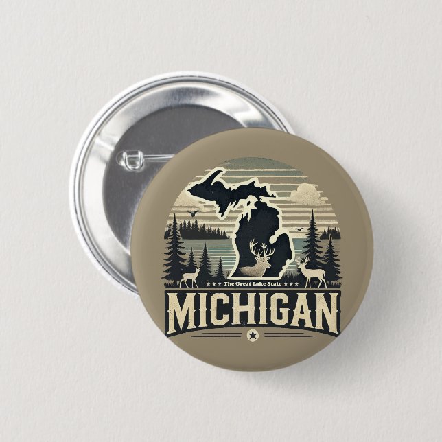Michigan 6 Cm Round Badge (Front & Back)