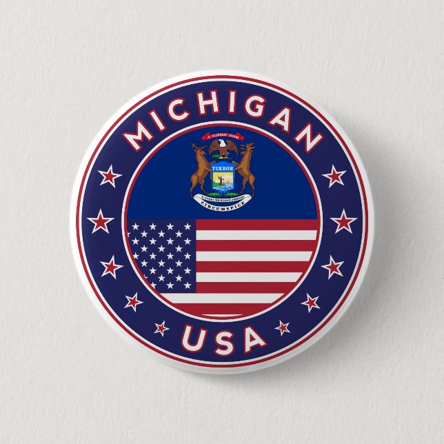 Michigan 6 Cm Round Badge (Front)