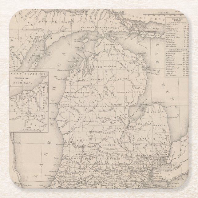 Michigan 9 square paper coaster (Front)