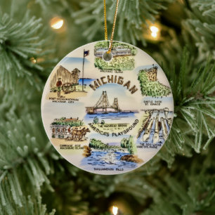 Michigan Americas Playground Ceramic Tree Decoration