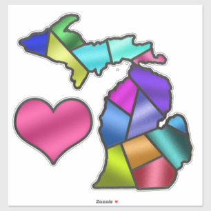 Michigan and Heart Love Stained Glass Look Pretty