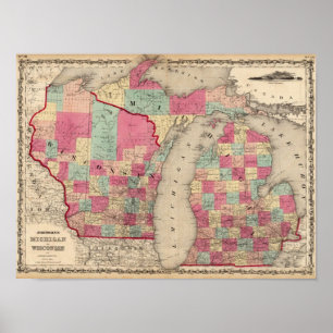 Michigan and Wisconsin Poster