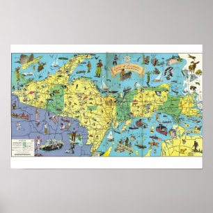 Michigan Area 1935 Pictorial Map Poster