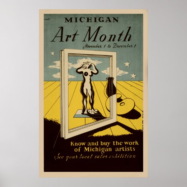 Michigan Art Month American Vintage WPA Poster (Front)