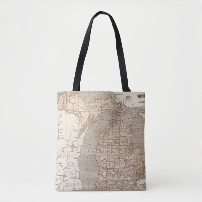 Michigan Atlas Map Tote Bag (Front)