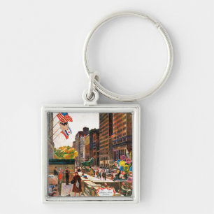 Michigan Avenue, Chicago by John Falter Key Ring