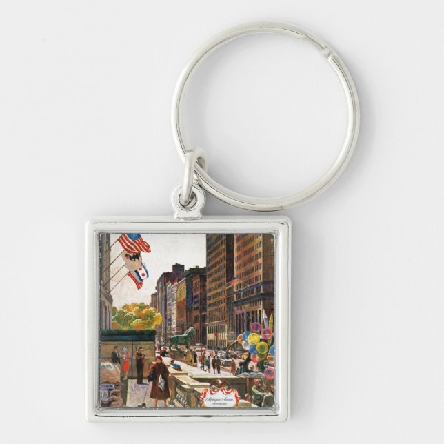 Michigan Avenue, Chicago by John Falter Key Ring (Front)